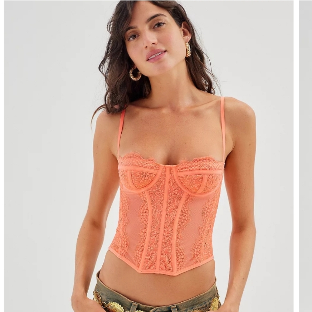 Urban Oufitters Orange Sheer Corset Top